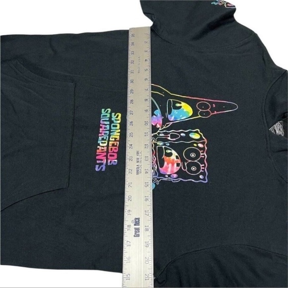 Spongebob Squarepants Adult Hoodie Patrick Jellyfish Colorful Rainbow Tie Dye - Picture 12 of 13
